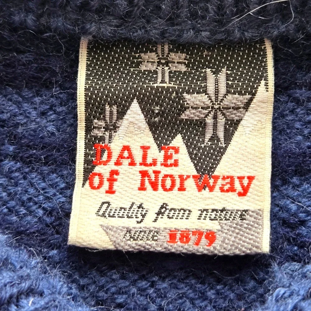 Dale of Norway Women Blue Pure New Wool Fair Isle Pewter Button Cardigan Size L - Picture 6 of 10